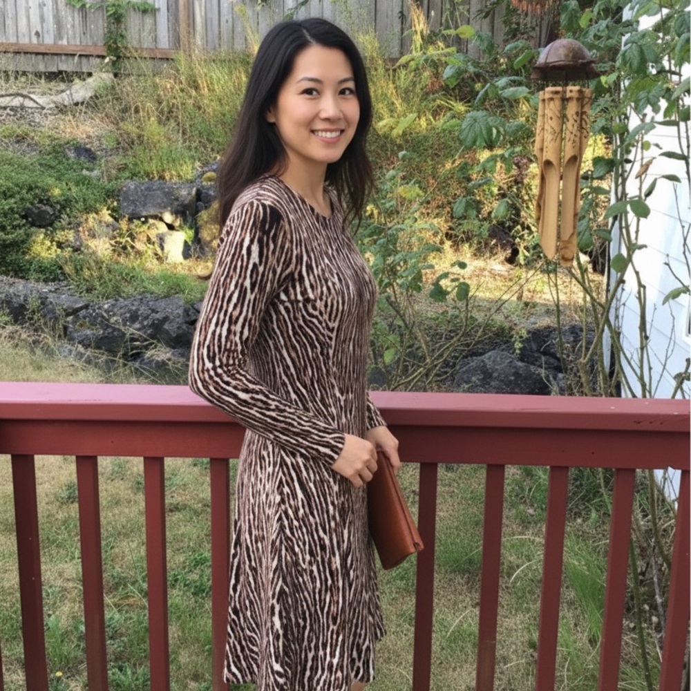 Michael Kors Tiger Print Sweater Dress Small